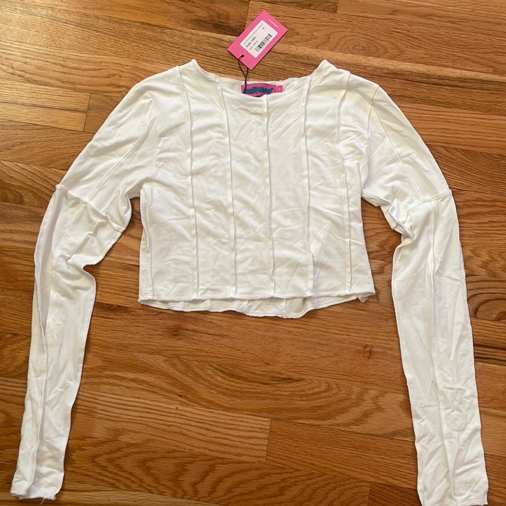 Edikted white long sleeve crop top